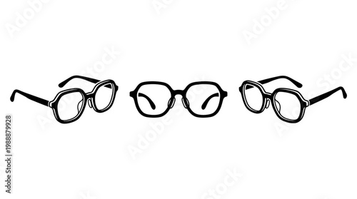 Elegant Black Eyeglasses Arranged in a Stylish and Modern Composition.