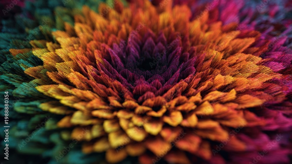 Naklejka premium Vibrant Rainbow Flower Macro