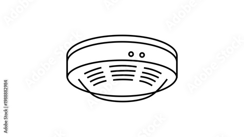 Smoke Detector and Fire Alarm System Vector Icon Illustration with Editable Stroke. Minimalist Black Line Art of a Round Ceiling-Mounted Safety Device for Home Security and Fire Prevention.