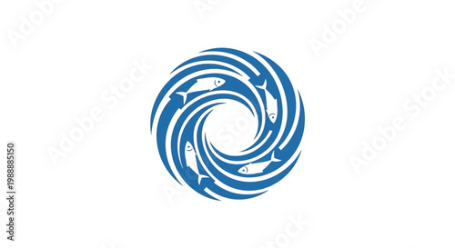 Blue swirling wave graphic design element.