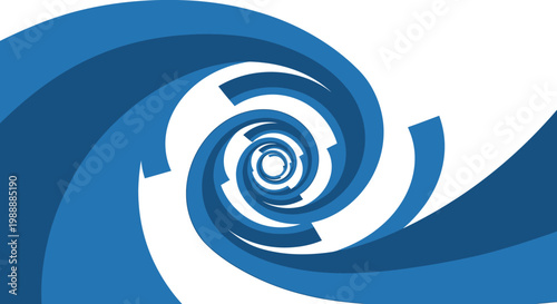 Blue swirling wave graphic design element.