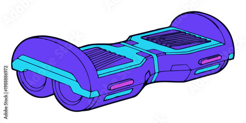 Cyberpunk hoverboard glowing dynamic low angle vecto.... Generative AI