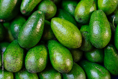 Fresh ripe avocados stacked