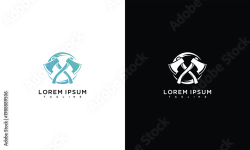 Modern Axe Logo Design on White and Black Backgrounds
