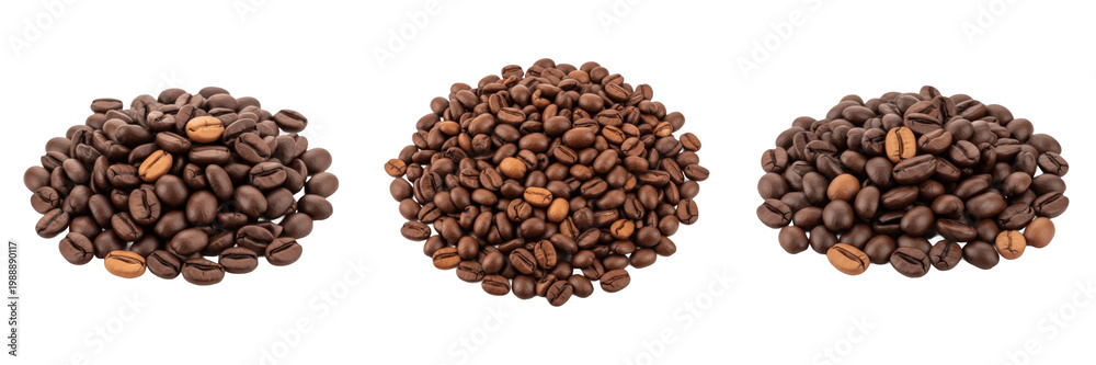 Fototapeta premium Set of Roasted Coffee Beans Isolated on Transparent Background PNG