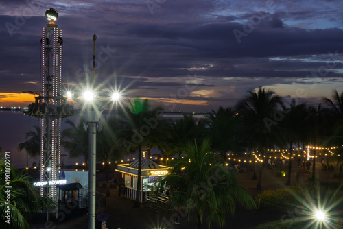 Photography time lapse of miami skyline at night