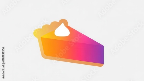 Vibrant gradient dessert slice illustration with delicate cream swirl showcasing modern culinary