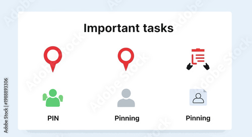 Important Tasks Concept with Pin and User Icons
