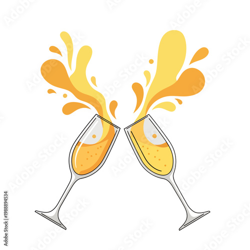 A celebratory toast with two champagne flutes, creating a splash of bubbly liquid, symbolizing a special occasion or achievement