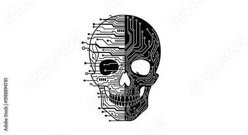 Cyber Skull Circuit Board Design.