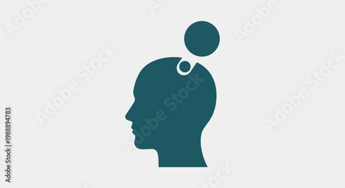 Dark green human head silhouette thinking.
