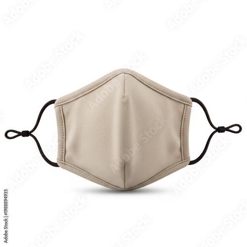 Beige cloth face mask with adjustable straps and nose wire