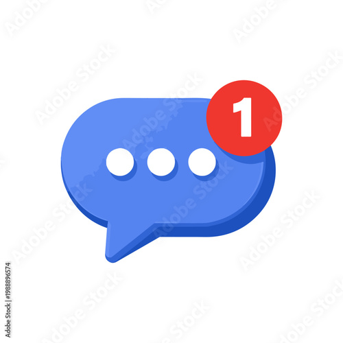 Chat notification bubble 3D icon
Vector color 3D icon on a white background