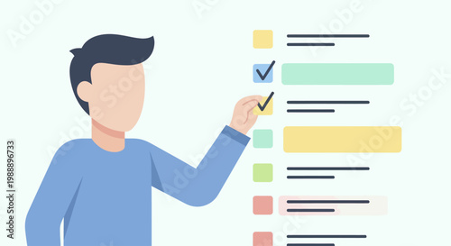 Man Checking Off Tasks on a To-Do List.