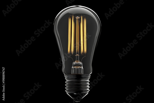 Monochrome Old-Style Light Bulb with Visible Filament
