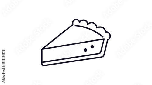 Fotografie Minimalist Pie Slice Vector Icon with Editable Stroke; Hand-Drawn Black Line Art Illustration of a Triangular Cake or Tart Piece on White Background for Bakery Menus, Web Design, and Food Logos