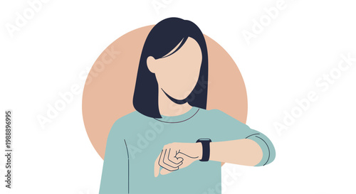 Woman checking her smartwatch, illustrating time management and modern technology use.