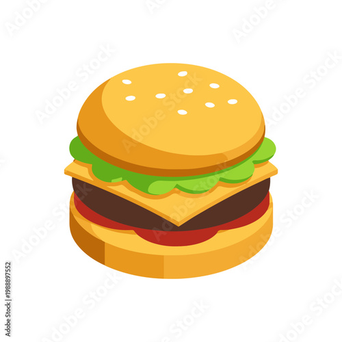 Burger 3D icon
Vector color 3D icon on a white background