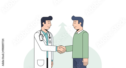 Doctor and patient shaking hands, representing trust and successful medical consultation