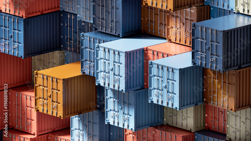 Stacked Containers Suggest Bottlenecks in Global Shipping
