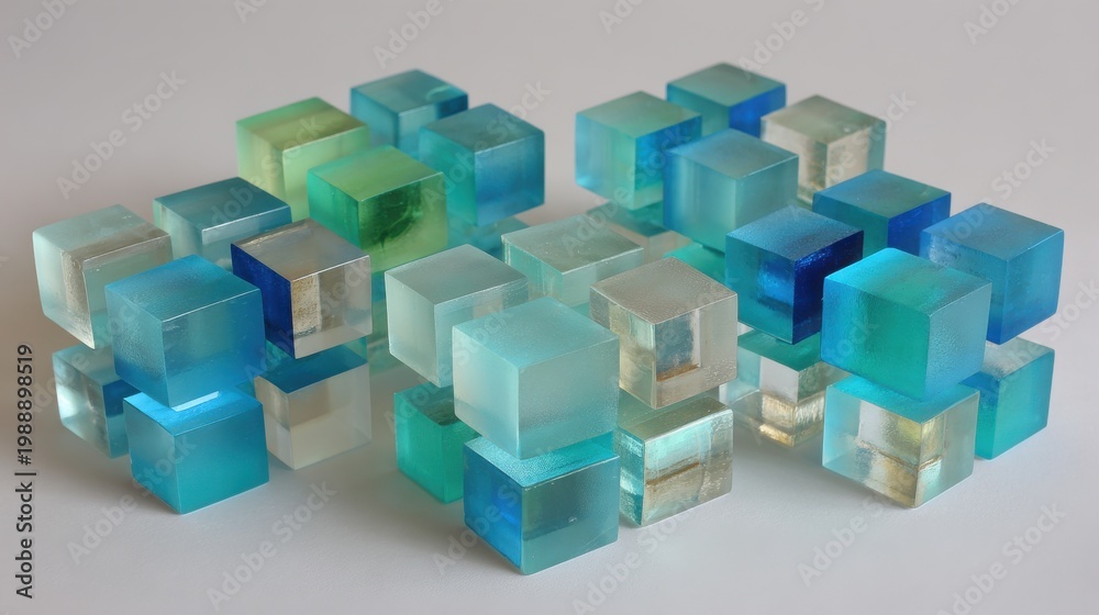 Obraz premium Translucent Geometric Cubes in Abstract Arrangement