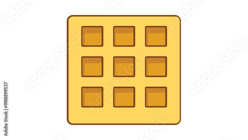 Square Waffle Vector Icon with Editable Stroke. Modern Flat Illustration of a Golden Belgian Waffle for Breakfast Menus, Food Apps, and Web Design. Minimalist Scalable Graphic on White Background.