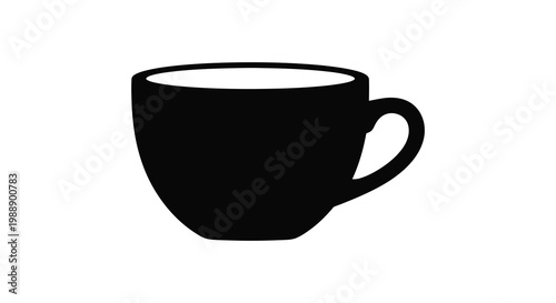Black silhouette of a coffee mug a simple minimalist icon