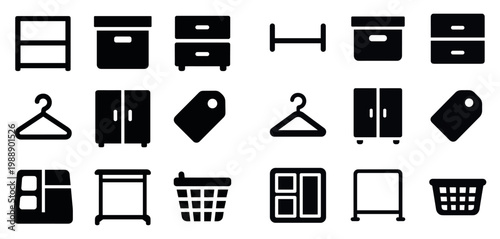 Home storage icons with hanger drawer minimal