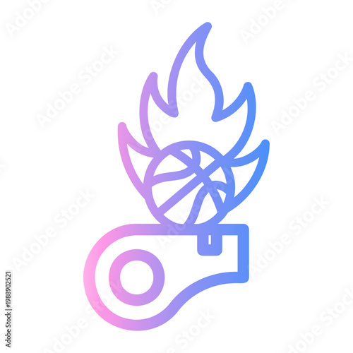on fire Line Gradient Icon
