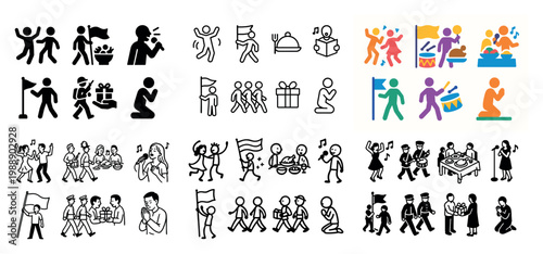 Diverse vector illustrations of people in activities