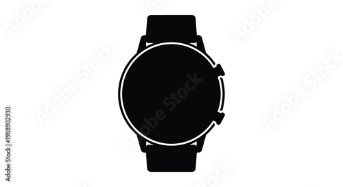 Black smartwatch silhouette on white background minimalist tech accessory