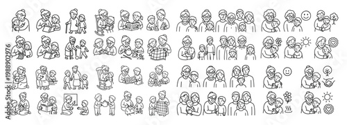 Diverse family illustrations: multigenerational bonds
