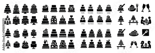 Variety of cake and dessert icons set