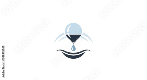 Abstract hourglass with water drop and smile shape.
