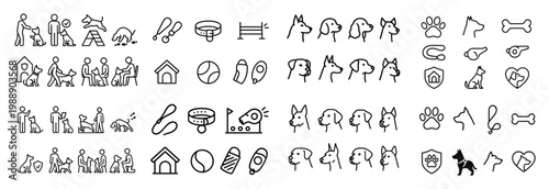 Dog training symbols collection with various icons