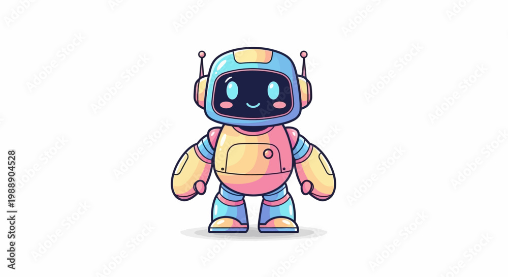 Fototapeta premium Colorful cartoon robot with antennae.