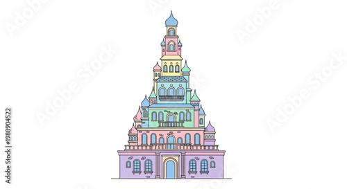 Colorful illustration of Russian tower building.