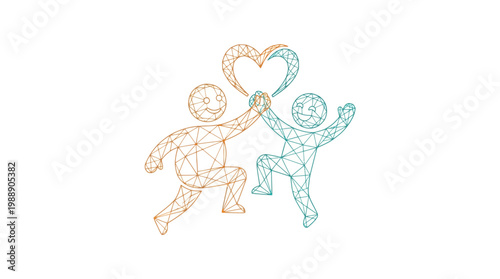 Abstract illustration of parent and child celebrating love and connection.