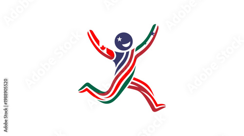 Joyful Human Figure with Arms Raised in Celebration and Happiness.