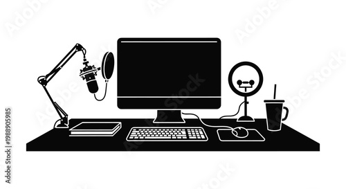 Home recording studio setup microphone computer and accessories