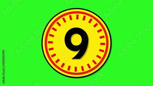 Number 9 with circular animation on green screen background. 9 days to go. 9 days left