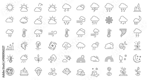 Set of Weather and Climate Line Icons
