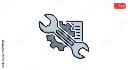 Wrench and Gear Icon for Technical Support and Maintenance Services