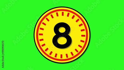 Number 8 with circular animation on green screen background. 8 days to go. 8 days left
