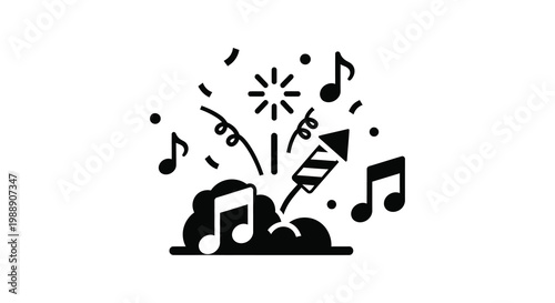 Musical celebration a black and white illustration of joyful sounds and festivities