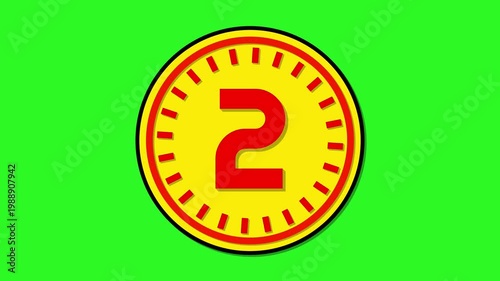 Number 2 with circular animation on green screen background. 2 days to go. 2 days left