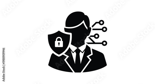 Digital security and privacy a silhouette icon representing data protection