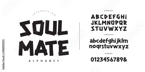 Soul Mate playful geometric cut out paper font for kids birthday cards and fun quirky book covers