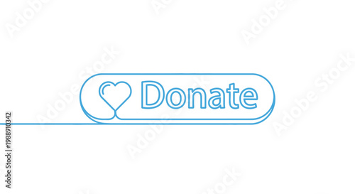 A simple light blue donate button with a heart icon is displayed on a white background