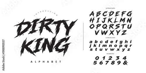 Dirty King messy splatter brush font for grunge style posters and rebellious underground fashion brand identity